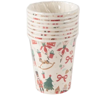 VASOS NAVIDEÑOS DE POLIPAPEL #8 X 10 UNI